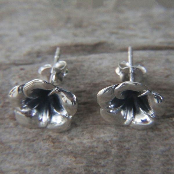 Alternate image for Floral Sterling Silver Stud Earrings Silver Allamanda