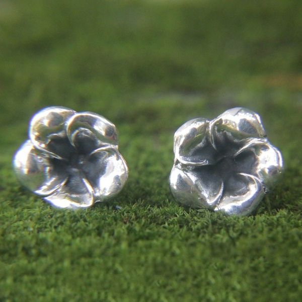Alternate image for Floral Sterling Silver Stud Earrings Silver Allamanda