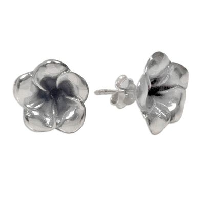 Alternate image for Floral Sterling Silver Stud Earrings Silver Allamanda