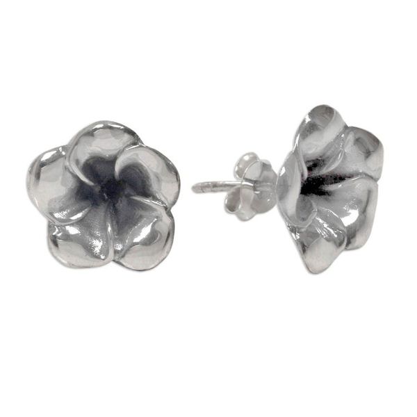 Alternate image for Floral Sterling Silver Stud Earrings Silver Allamanda