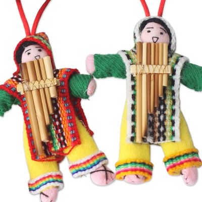 Alternate image for Set of 6 Handcrafted Folk Art Christmas Ornaments from Peru Andean Dancers