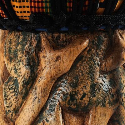 Alternate image for Handcrafted Kente Multicolor Tweneboa Wood Djembe Drum Rhythms of The Savannah