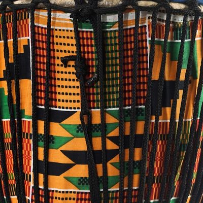 Alternate image for Handcrafted Kente Multicolor Tweneboa Wood Djembe Drum Rhythms of The Savannah