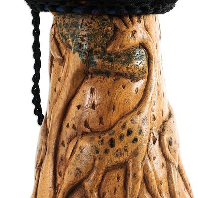 Alternate image for Handcrafted Kente Multicolor Tweneboa Wood Djembe Drum Rhythms of The Savannah