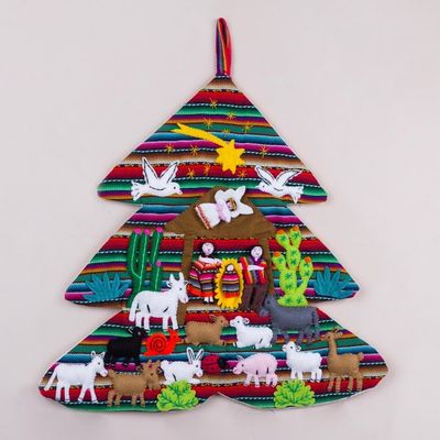 Alternate image for Handcrafted Andean Christmas Tree Applique Wall Hanging Andean Christmas Tree