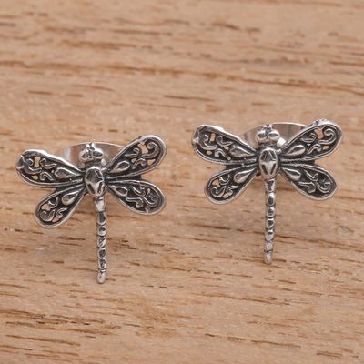 Image for Sterling Silver Dragonfly Stud Earrings from Bali Dragonfly Intricacy