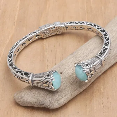 Alternate image for 18k Gold-Accented Cuff Bracelet with Amazonite Gems Natures Triumph