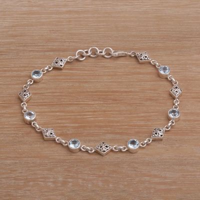 Image for Blue Topaz and Sterling Silver Link Bracelet from Bali Sky Serenade