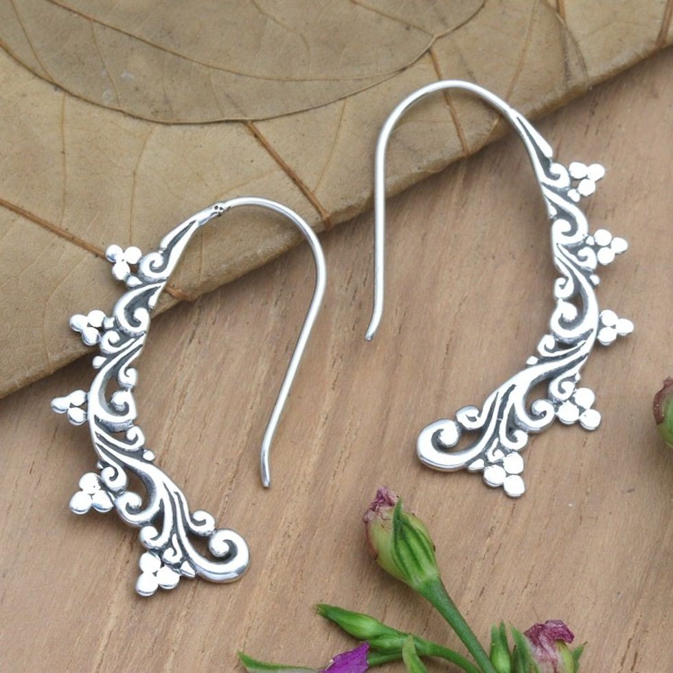 Artisan Crafted Sterling Silver Drop Earrings 'Celestial Cloud'