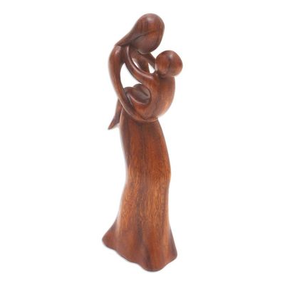 Alternate image for Mother and Child Suar Wood Statuette Mothers True Love