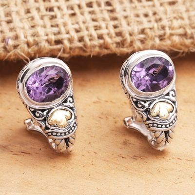 Alternate image for Amethyst and Sterling Silver Drop Earrings Seashore Vibes in Purple