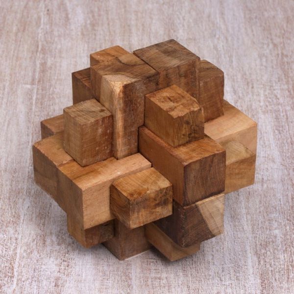 Alternate image for Javanese Artisan Crafted Recycled Teak Wood Puzzle Dont Forget