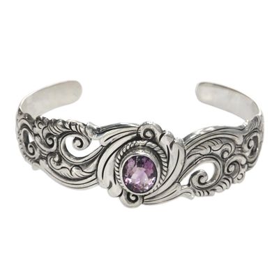 Alternate image for Amethyst and Sterling Silver Cuff Bracelet Regal Ivy