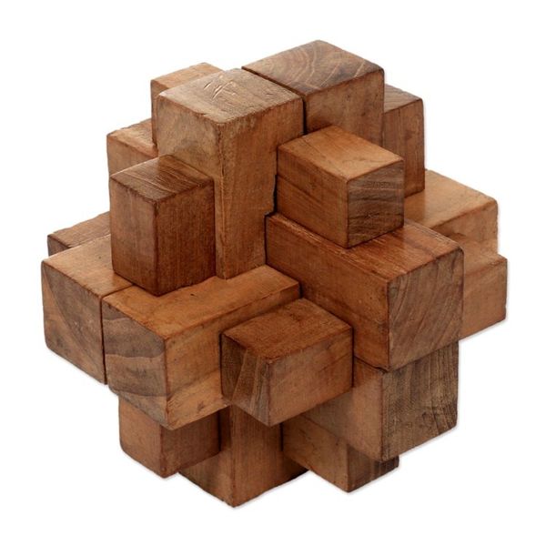 Alternate image for Javanese Artisan Crafted Recycled Teak Wood Puzzle Dont Forget