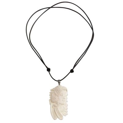 Alternate image for Handcrafted Bird-Themed Bone Pendant Necklace form Bali Courageous Woman