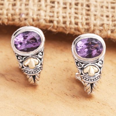 Alternate image for Amethyst and Sterling Silver Drop Earrings Seashore Vibes in Purple