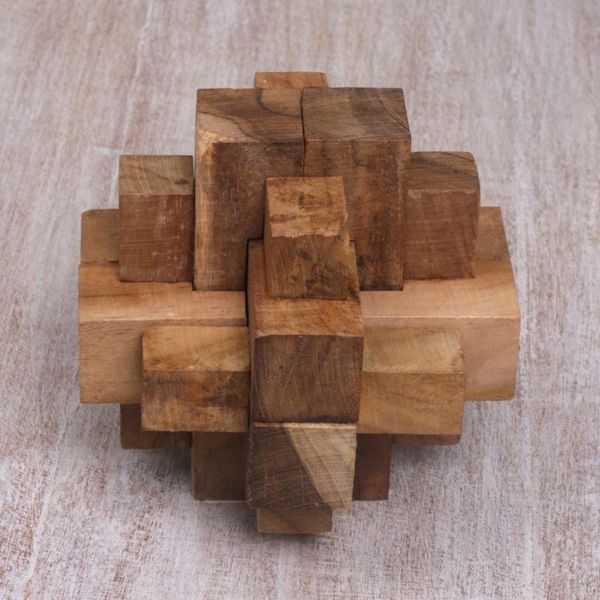 Alternate image for Javanese Artisan Crafted Recycled Teak Wood Puzzle Dont Forget
