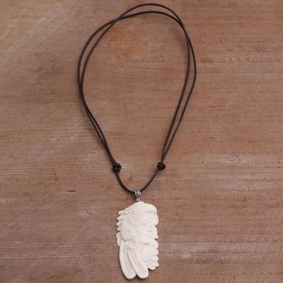 Alternate image for Handcrafted Bird-Themed Bone Pendant Necklace form Bali Courageous Woman