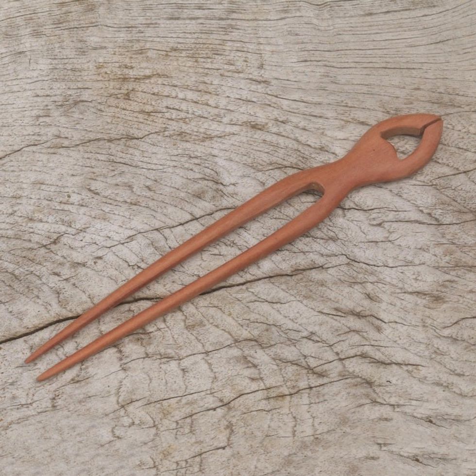 Handcrafted Sawo Wood Hair Pin from Bali 'Konde'