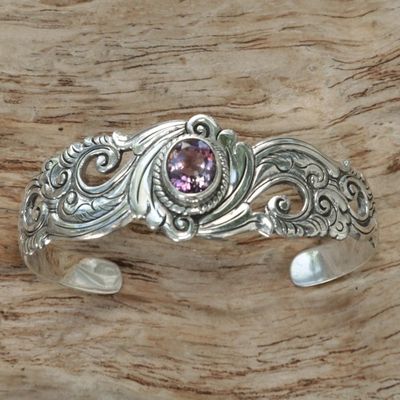 Alternate image for Amethyst and Sterling Silver Cuff Bracelet Regal Ivy