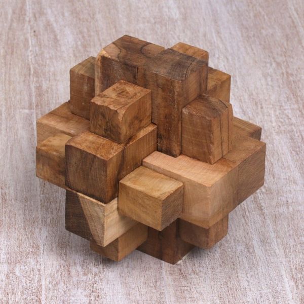 Alternate image for Javanese Artisan Crafted Recycled Teak Wood Puzzle Dont Forget