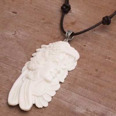 Alternate image for Handcrafted Bird-Themed Bone Pendant Necklace form Bali Courageous Woman