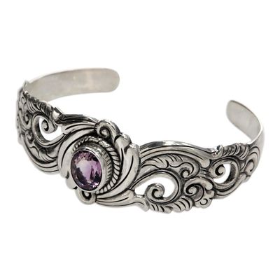 Alternate image for Amethyst and Sterling Silver Cuff Bracelet Regal Ivy