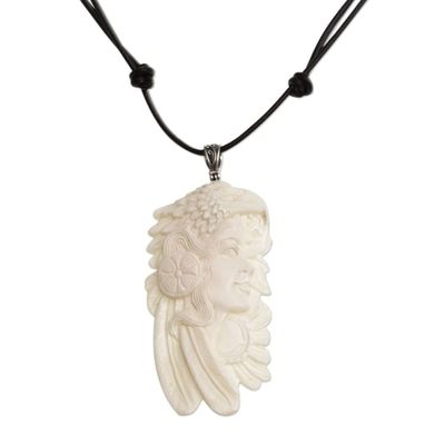 Alternate image for Handcrafted Bird-Themed Bone Pendant Necklace form Bali Courageous Woman