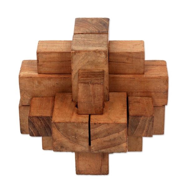 Alternate image for Javanese Artisan Crafted Recycled Teak Wood Puzzle Dont Forget
