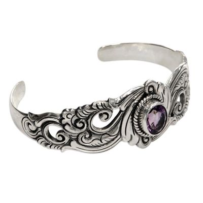 Alternate image for Amethyst and Sterling Silver Cuff Bracelet Regal Ivy