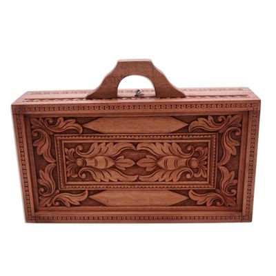 Alternate image for Handcrafted Wood Backgammon Set with Floral Motif Case Splendid Scene