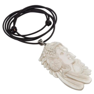 Alternate image for Handcrafted Bird-Themed Bone Pendant Necklace form Bali Courageous Woman