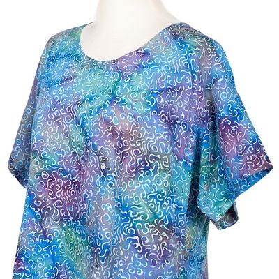 Alternate image for Rayon Hi-Low Sidetail Multicolor Batik Blouse Rainbow Seascape
