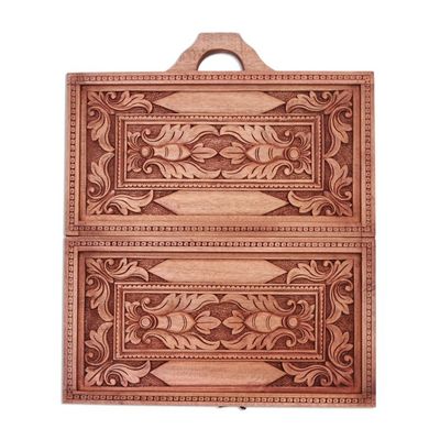 Alternate image for Handcrafted Wood Backgammon Set with Floral Motif Case Splendid Scene