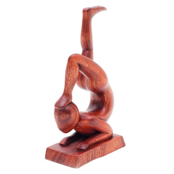 Alternate image for Hand-Carved Abstract Wood Sculpture of Person in Yoga Pose Time for Yoga