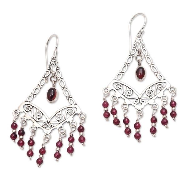 Alternate image for Garnet Chandelier Earrings from Bali Raining Prosperity