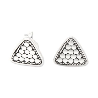 Alternate image for Polished Triangle-Shaped Sterling Silver Stud Earrings Pyramidal Dots