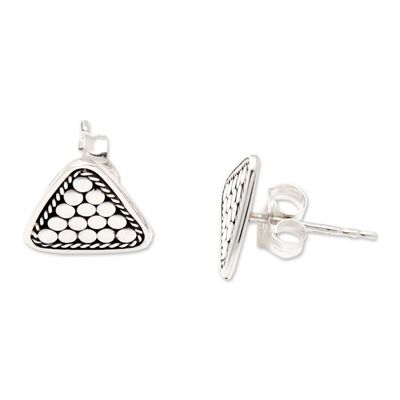 Alternate image for Polished Triangle-Shaped Sterling Silver Stud Earrings Pyramidal Dots