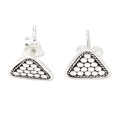 Alternate image for Polished Triangle-Shaped Sterling Silver Stud Earrings Pyramidal Dots