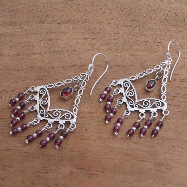 Alternate image for Garnet Chandelier Earrings from Bali Raining Prosperity