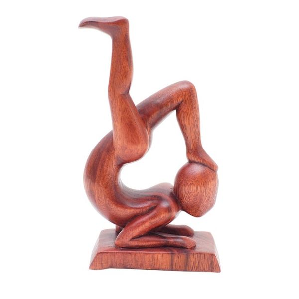 Alternate image for Hand-Carved Abstract Wood Sculpture of Person in Yoga Pose Time for Yoga