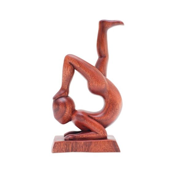Alternate image for Hand-Carved Abstract Wood Sculpture of Person in Yoga Pose Time for Yoga