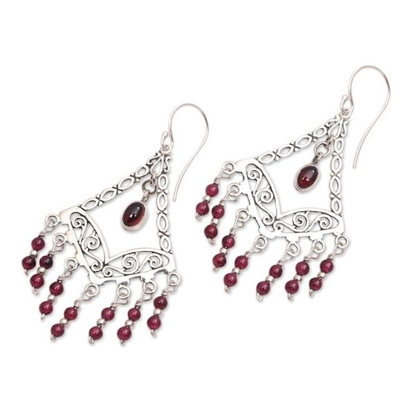 Alternate image for Garnet Chandelier Earrings from Bali Raining Prosperity