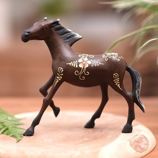 Alternate image for Horse Wood Figurine Hand-carved  Hand-painted in Indonesia Mighty Horse