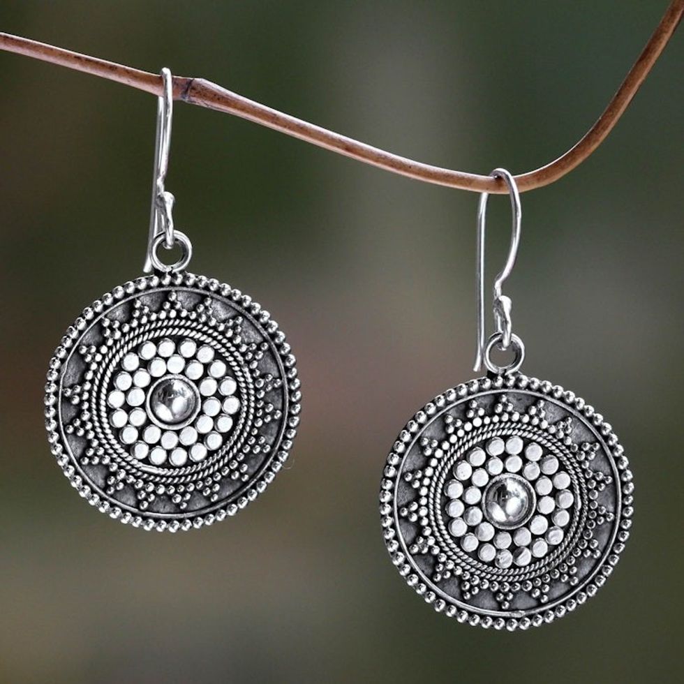 Fair Trade Sterling Earrings 'Indonesian Sun'