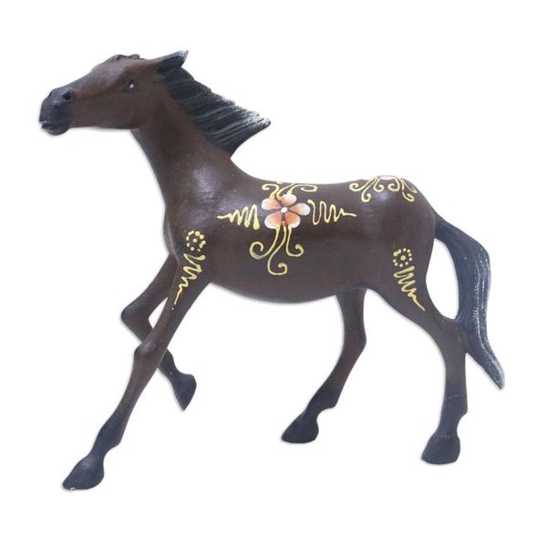 Alternate image for Horse Wood Figurine Hand-carved  Hand-painted in Indonesia Mighty Horse