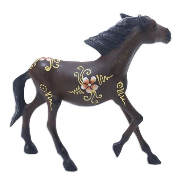 Alternate image for Horse Wood Figurine Hand-carved  Hand-painted in Indonesia Mighty Horse