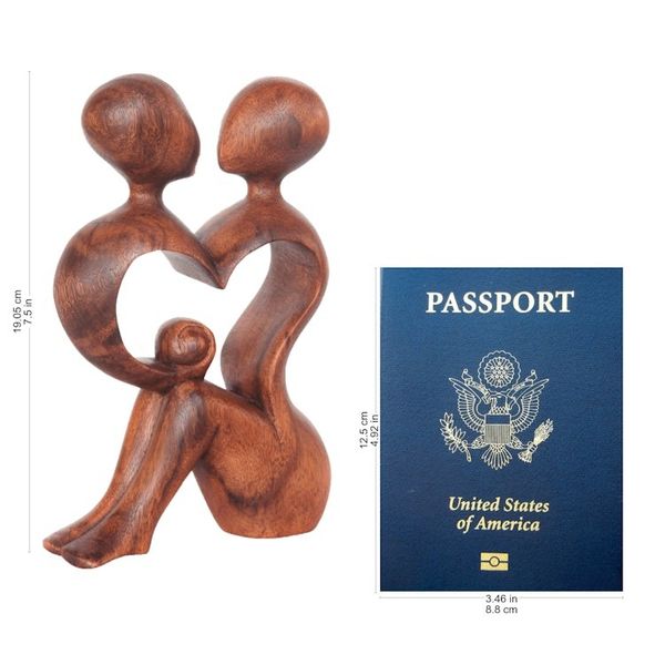 Alternate image for Romantic Wood Sculpture A Heart Shared by Two