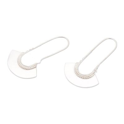 Alternate image for Polished Fan-Shaped Sterling Silver Hoop Earrings from Bali Fan Age