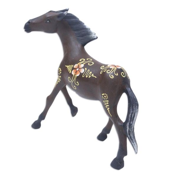 Alternate image for Horse Wood Figurine Hand-carved  Hand-painted in Indonesia Mighty Horse